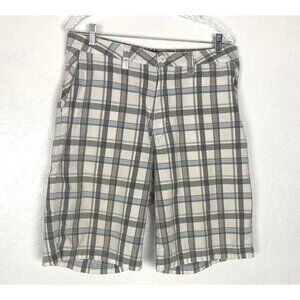 QUIKSILVER Men Plaid Checker Shorts Sz 32 Gray Blue Summer Beachy Surf 49-4